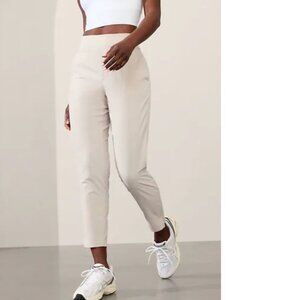 Athleta Brooklyn Mid Rise Ankle Pant UPF 40 abalone light beige EUC size 8